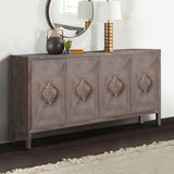 Carved Flower Door Handle, Antique Four Door Cabinet for Living Room Kitchen Hallway 88163918