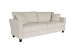 ZNTS Off White Linen, Three-person Indoor Sofa, Two Throw Pillows, Solid Wood Frame, Plastic Feet 02536639