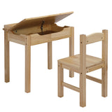 Flip Top Kids Table and Chair Set, Wood Activity Table Set with Storage Space for Arts Crafts, 58293120