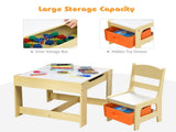 2-in-1 Kids Activity Table and Chairs Set, Double-Sided Whiteboard & Blackboard, with Hidden 74044351