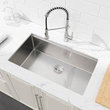 Stainless Steel Kitchen Sink, 30x19 Single Bowl, Undermount Handmade Sink in Brushed, with Cutting T3177P296194
