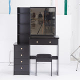 37" Middle Size Left Bedside Cabinet Vanity Table Cushioned Stool, Extra Large Right sliding W3258P293198