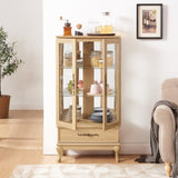 Curio Cabinet Lighted Glass Cabinet Glass Wine Cabinet Curio Display Cabinet with Adjustable Glass W2275P199814