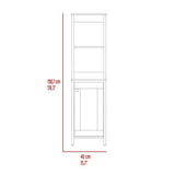 Linen Single Door Cabinet 59" H, Two Interior Shelves, Two Open Shelves, Light Oak / White B097133250