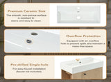 21.6" bathroom vanity with ceramic sink, freestanding modern right door wood grain cabinet with open N729P285503N