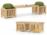 2-in-1 Wooden Garden Bench with 2 Planter Boxes, Fir Wood Outdoor Patio Seat for Yard & Lawn 76951192