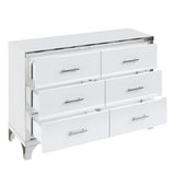Elegant High Gloss Dresser with Metal Handle,Mirrored Storage Cabinet with 6 Drawers for N733P205355K