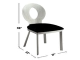 Set of 2 Microfiber and Metal Side Chairs in Silver and Black Finish B016P156809