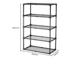 5 Shelf Wire Shelving,Metal Storage Shelving Unit for 550 lbs Capacity Black,1Pcs 61991936