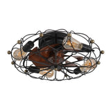 ZNTS Low Profile Caged Ceiling Fan with Lights Remote Control, Embedded modern industrial ceiling fan W1340120487