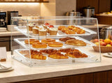 3-Tier Commercial Countertop Bakery Display Case, Acrylic Pastry Display Box with Rear Door Access, 62814467