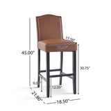Barstools Set of 2, Counter Height Upholstered Bar Stools for Kitchen Island, Brown Rubberwood Legs N779P254675L