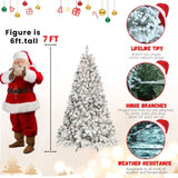 Artificial 6ft Flocked Christmas Tree with 888 PVC Branch Tips, Pine cone*35pcs, 350L warm white 73361399