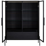 51.2'' Tall Lighted Display Cabinet with Tempered Glass Door, Metal Legs, LED Curio Cabinet, Modern N845P261794B
