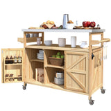 K&K Outdoor Kitchen Island, Rolling Bar Cart & Storage Cabinet, Farmhouse Solid Wood Outdoor Grill WF532198AAY