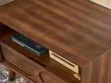 Mid Century Modern Fluted Nightstand with Charging Station USB Ports & Outlet Hole & 4 Solid Wood W1801P288512