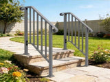 Silver Outdoor 2-Step Iron Handrail 70856353