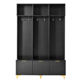 ON-TREND Modern Large Storage Hall Tree with Bench, Multi-functional Storage Bench with High Gloss N721P180460B