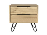Nightstand 22" H, Four hairpin legs, Two Drawers, Light Oak B097132919