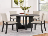 47.3" Round Dining Set with 4 Upholstered Dining Chairs, Modern Round Dining Table Set for 4, 21351538