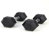 20LB HDRS Rubber Coated Solid Cast Iron Dumbbell with Contoured Chrome Handle, Hexagon 97175236