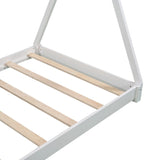 Twin Size House Platform Bed with Triangle tructure,White WF283047AAK