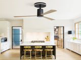 52 Inch Modern Flush Mount Ceiling Fan with led light and Remote Control, 3 ABS Blades Noiseless W934P208511