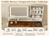 Makeup Vanity with LED Lighted Mirror, 360&deg Rotatable Mirror, Vanity Desk with 2 Drawers,Power 49216416