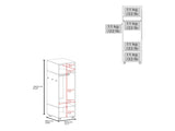 Armoire 63"H, with 3 Shelves, 1 Mirror, and 4 Wheels, White B097P250842