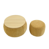 Round Storage Ottoman, 2 in 1 Function, Work as End table and Ottoman,with small seat,Dark W487P165700