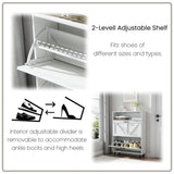 Farmhouse Shoe Storage Cabinet with Barn Door Design, Shoe Organizer with 2 Flip Drawers, GL-W2557P181707