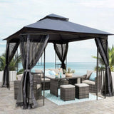 ZNTS 10x10 Outdoor Patio Gazebo Canopy Tent With Ventilated Double Roof And Mosquito net 98489857