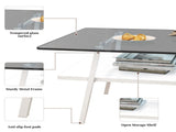 Rectangle Coffee Table, Tempered Glass Tabletop with White Metal Legs, Modern Table for Living Room W241126035