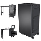 Portable Nail Art Table w/ LED Mirror, Bluetooth, Lockable Drawers, Telescopic Pole - Folding W2700P303415