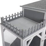 ZNTS Large Rabbit Hutch, Wooden Bunny Cage with Casters, Fence, Trays, Water Bottle, Indoor and Outdoor W2181P146764