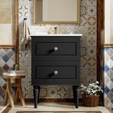 24'' Bathroom Vanity with Ceramic Sink Combo Set, Solid Wood Frame Modern Bathroom Storage N710P195621B