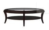 ZNTS Rich Espresso Finish 1pc Cocktail Table with Glass Inserted Top Curve Legs Lower Display Shelf B01166423