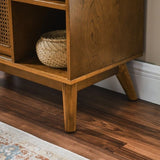 Mid Century Modern Rattan Sideboard Cabinet, Buffet Cabinet for Entryway Hallway Living Room Kitchen W1801P195620