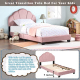 Upholstered Twin Size Platform Bed for Kids, Wooden Bed Frame with Slatted Bed Base, No Box Spring W1998124486