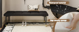 59*17 Inch Multifunctional Black Shoe Bench - Faux PU Cushion, Sturdy Metal Legs With Gold W1512P355084