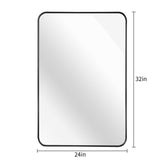 24x32 Inch Black Metal Framed Rectangular Bathrrom Mirror for Wall. W2203P302676