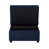 Modern Lift Top Storage Bench with Pull-out Bed 1pc Dark Blue Velvet Tufted Solid Wood Furniture B011P170003