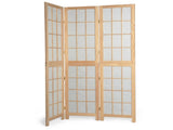 3.94ft 3-Panel Folding Screen Painted Natural Wood Finish, Split-Section 36347050