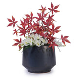 Handmade Black Matte Glazed Ceramic Planter Set of 3, 15/11/9 Inch Diameter, Textured Finish for W3273P321502