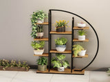 62.2 Inch Tall Metal Indoor Plant Stand with Grow Lights, 9 Tier Moon-Shaped Plant Shelf with LED W3101P443485