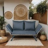 1 PCS Patio Wicker Side Foldable Bench Patio Backyard Conversation Bench Grey Wicker Dark Grey W329P285874