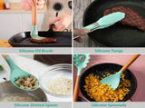 11Pcs Silicone Cooking Utensil Set Heat Resist Wooden Handle Silicone Spatula Ladle Spaghetti Server 78150001