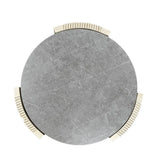 ZNTS ACME Kasa End Table, Sintered Stone & Champagne Finish LV01503