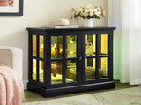 LED Curio Display Cabinet, Antique Display Cabinet with Adjustable Shelves, Retro Design Quality 02623610