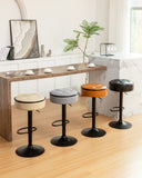 Round Storage Bar Stool Set of 2, Brown Faux Leather Height Adjustable Barstool, 360&degCounter Height W2200P152186